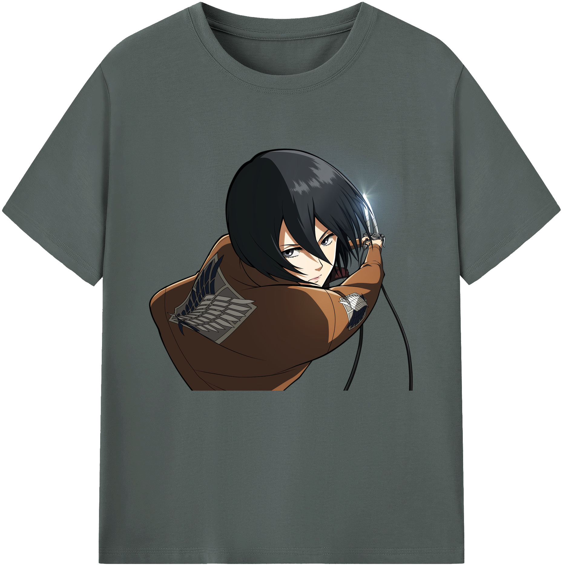 （画像用） 進撃の巨人 ミカサ·アッカーマン Attack on Titan Mikasa Ackerman 綿100％ メンズ半袖Tシャツ｜肌触りやわらか＆通気性